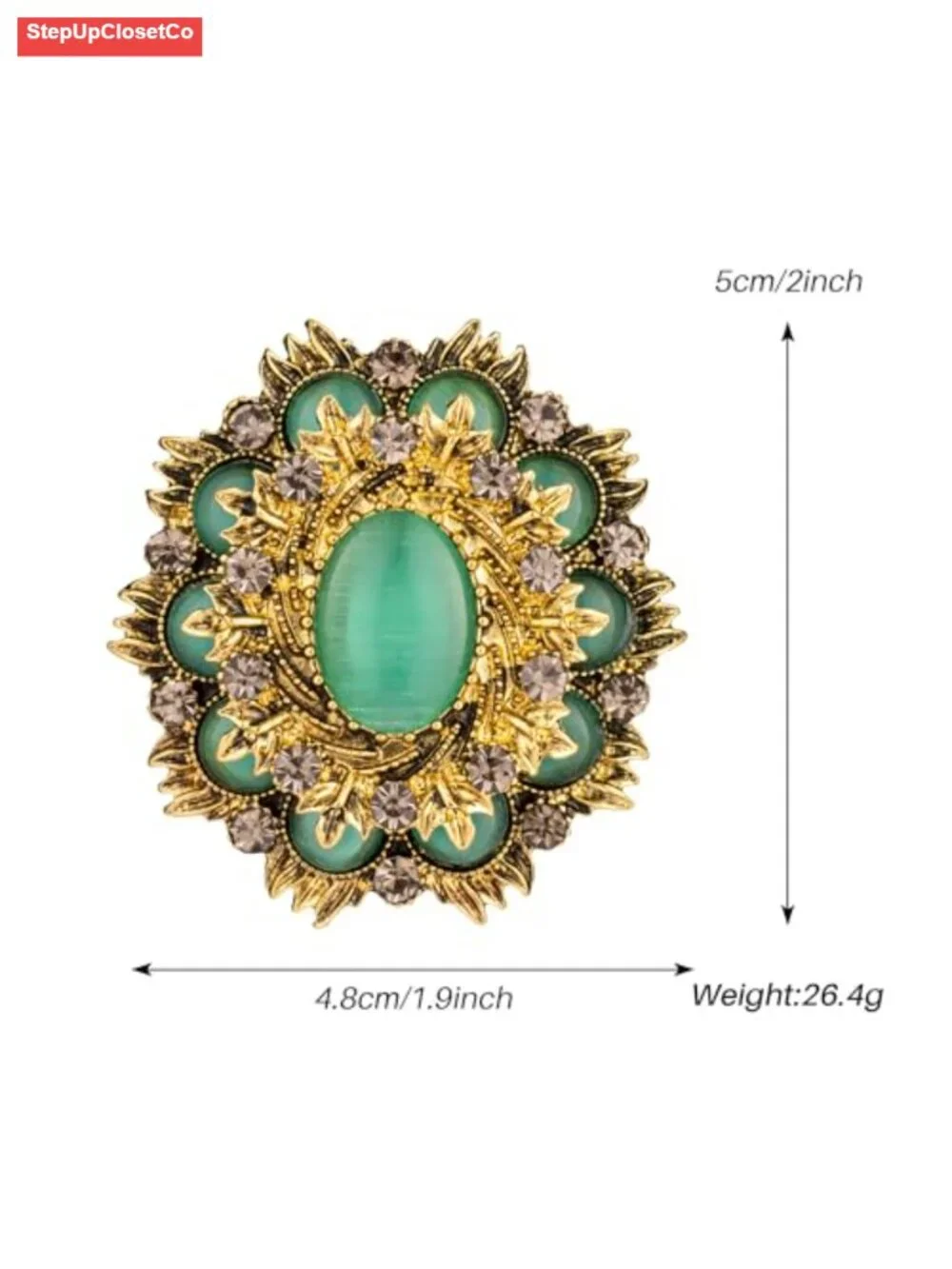 Victorian Oval Brooch Pin Women Brooch Rhinestone Resin
